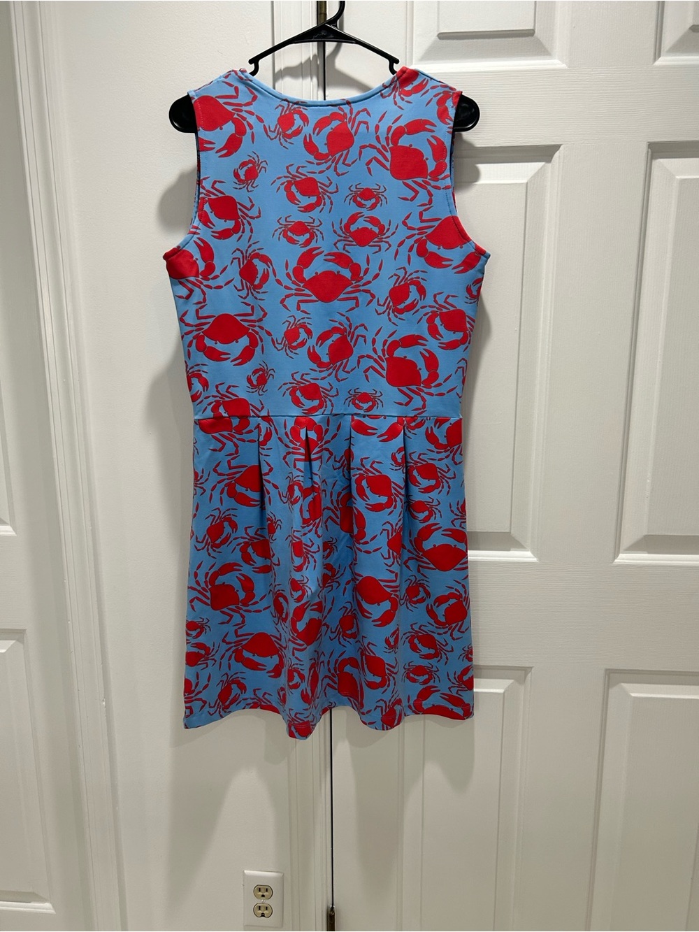 Blue & Red Crab Print Sleeveless Mini Dress - Picture 2 of 3